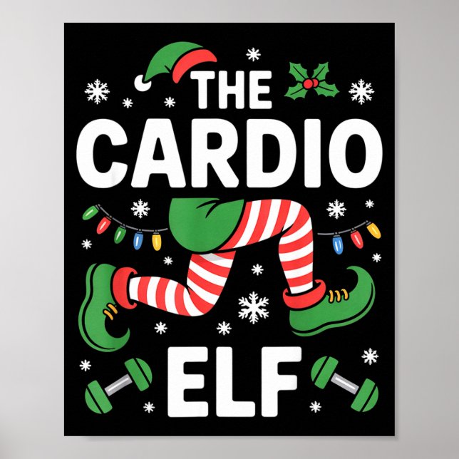 Poster The Cardio Elf Funny Fitness Christmas Gym Workout (Frente)
