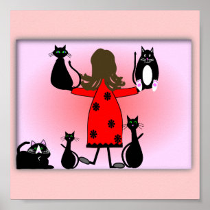 Póster "The Cat Lady" Art Print, Black Cats Design~~