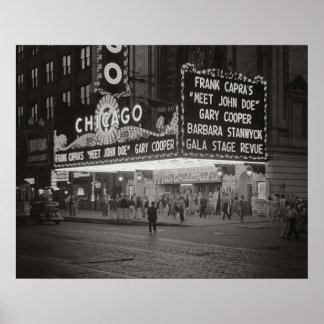 Poster The Chicago Theater na Noite de 1941 Vintage Photo
