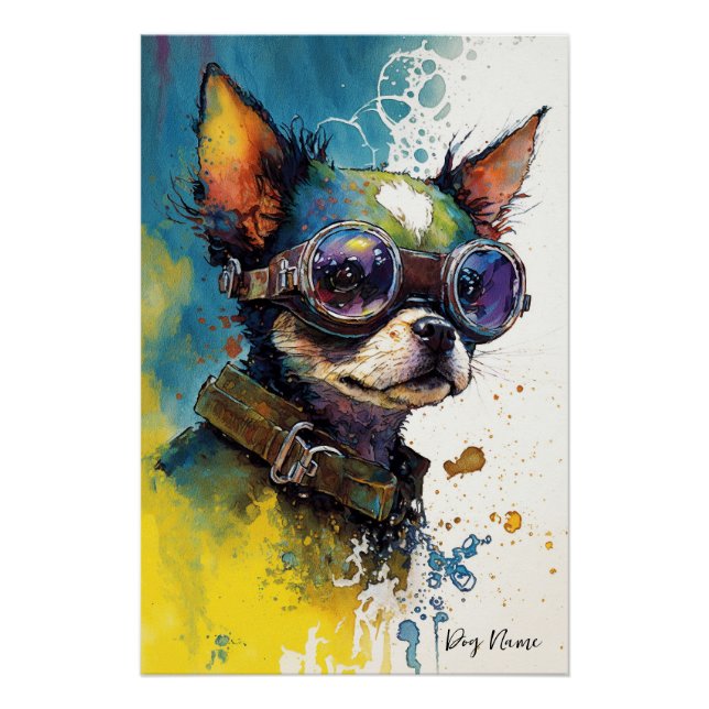 Póster The Chihuahua Dog With Sunglasses - Composition002 (Frente)