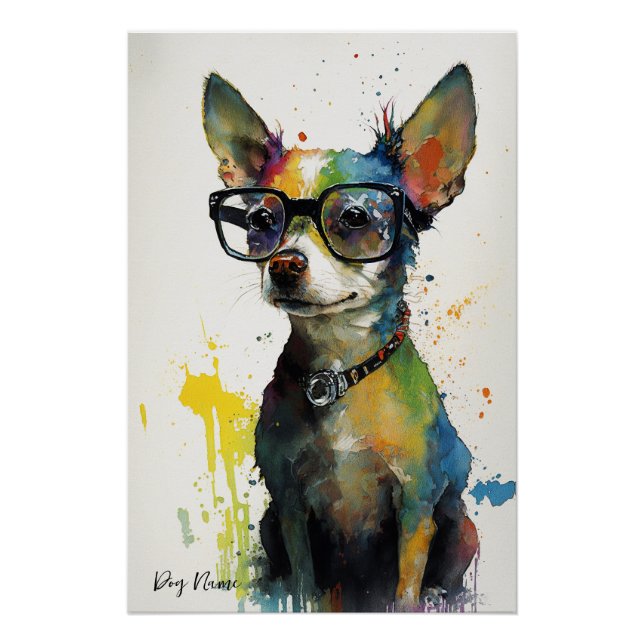 Póster The Chihuahua Dog With Sunglasses - Composition010 (Frente)