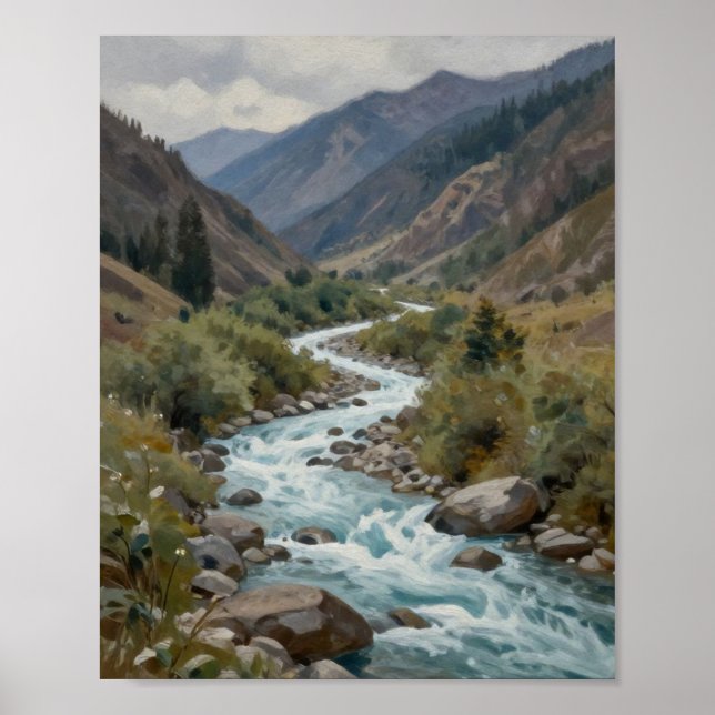 Poster The Churning Current: A Glacial River Winding (Frente)