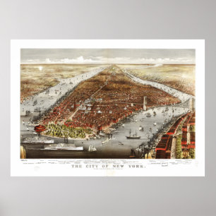 Poster The City of New York by Currier and Ives (1876)