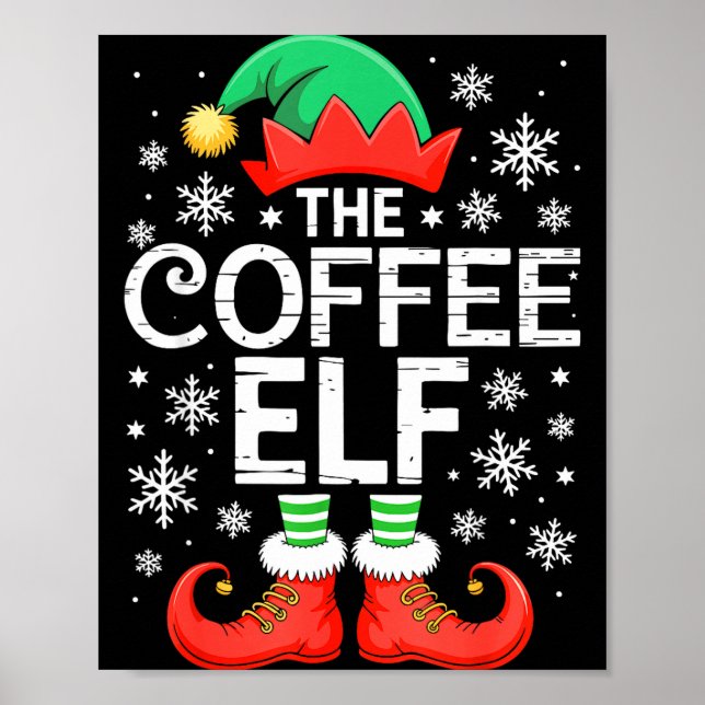 Poster The Coffee Elf Shirt Men Women Family Matching Chr (Frente)