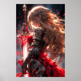 Poster The Crimson Knight | Anime Warrior Princess Art