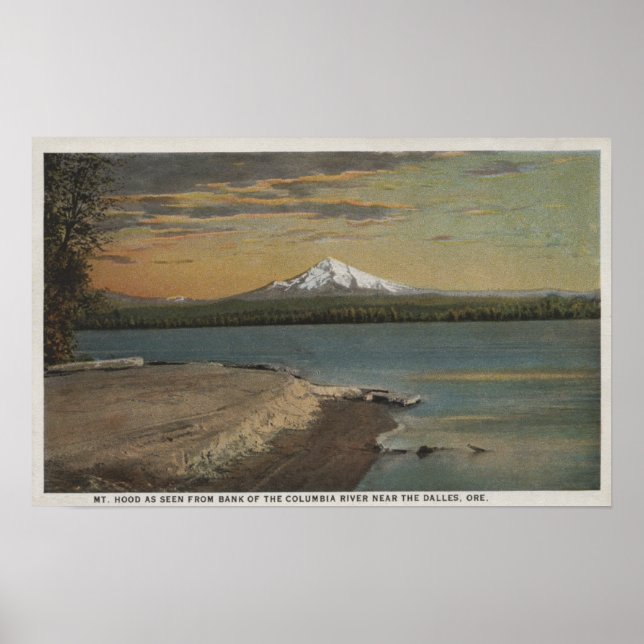 Póster The Dalles, Oregon - Mt. Hood do Columbia Rive (Frente)
