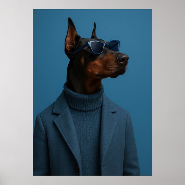 Poster The Dapper Doberman - Cool Dog in Blue Suit (Frente)