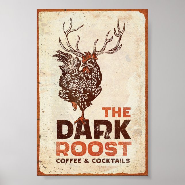 Poster "The Dark Roost Coffee & Cocktails" Arte Legal (Frente)