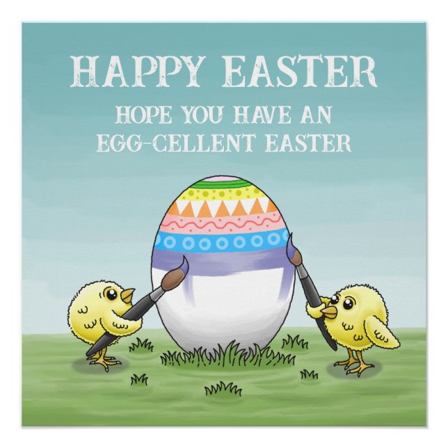 Póster The Easter egg is painted by the chicks (Frente)