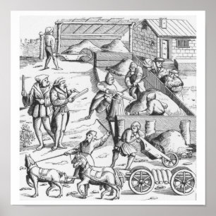 Póster The extraction of metals, after a woodcut in 'Cosm