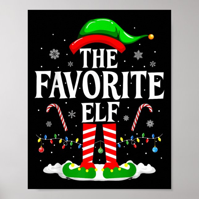 Poster The Favorite Elf Funny Xmas Matching Family Christ (Frente)