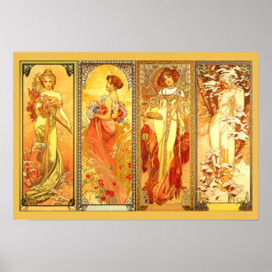 Poster The Four Seasons - by Alfons Mucha