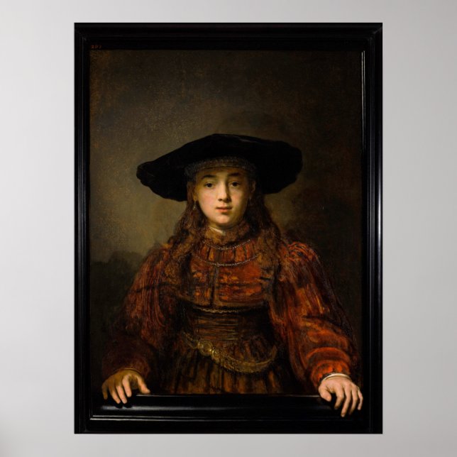 Poster The Girl in a Picture Frame by Rembrandt (Frente)