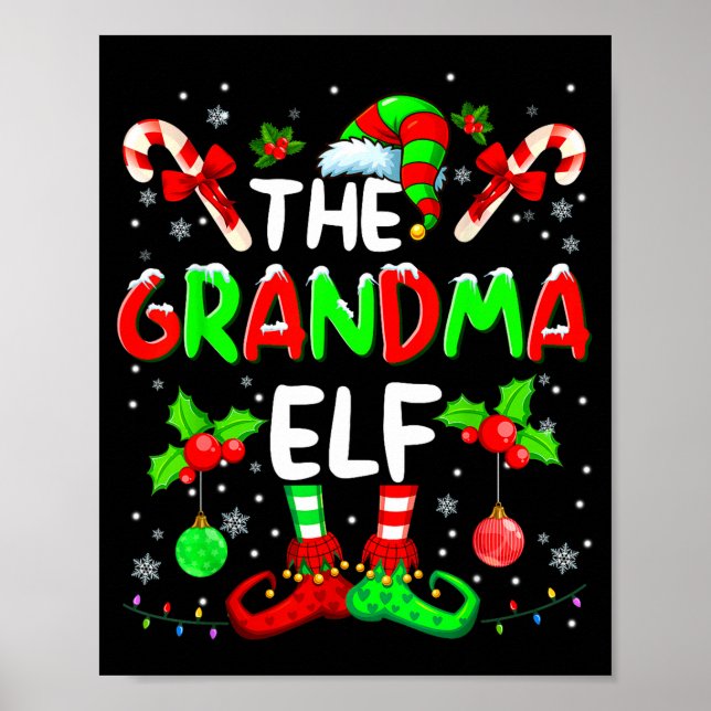 Poster The Grandma Elf Costume Pajamas Pjs Christmas Xmas (Frente)