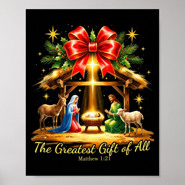 Poster The Greatest Gift Of All Nativity Christian Christ (Frente)