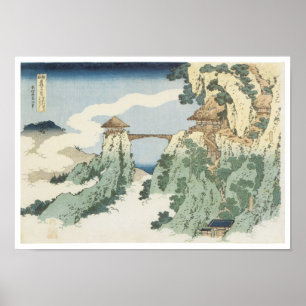 Póster The Hang Cloud Bridge, Hokusai, 1834