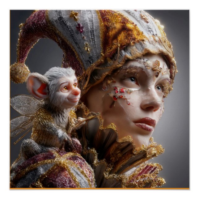 Póster "The Harlequin Monkey with Magic Wings (Frente)