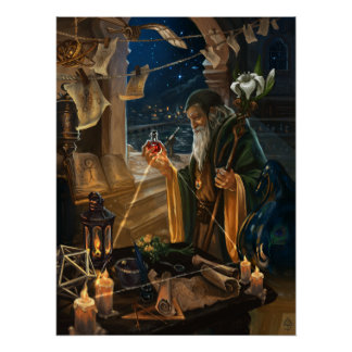Póster The Hermit card illustration - alchemy art