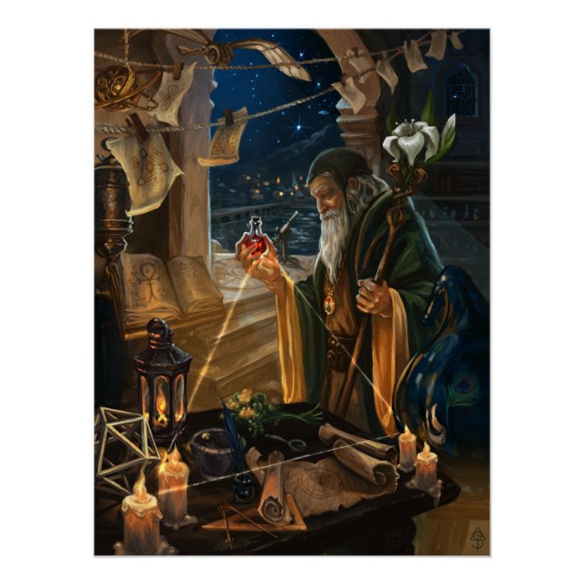 Póster The Hermit card illustration - alchemy art (Frente)