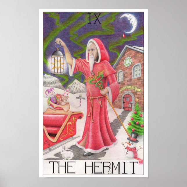 Poster The Hermit tarot card (Frente)