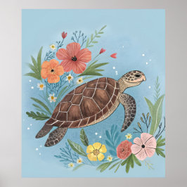 Poster The illustration of a sea turtle