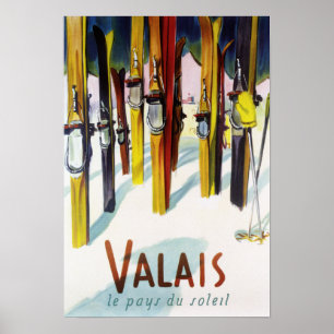 Poster The Land of Sunshine - Skis Standing in Snow