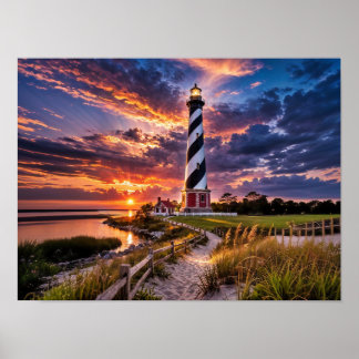 Poster The Lighthouse at Sunset