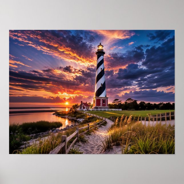Poster The Lighthouse at Sunset (Frente)