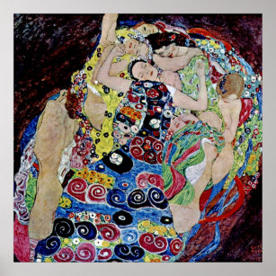 Poster The maiden by Gustav Klimt,art nouveau,art deco,vi