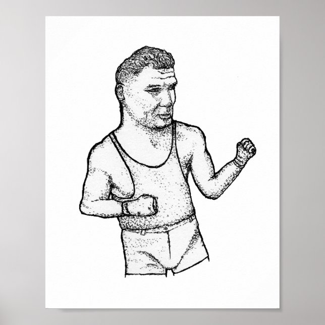 Poster The Manassa Mauler: Hand-Drawn Jack Dempsey Print (Frente)