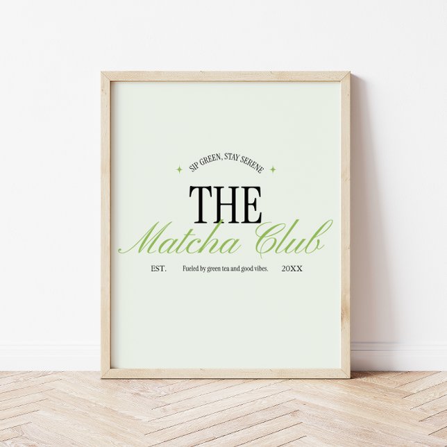 Poster 'The Matcha Club' Rótulo Retro Verde (Criador carregado)