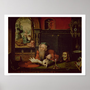 Póster The Meditation of St. Jerome (oil on panel)