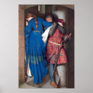 Poster The Meeting On Turret Stairs by Frederic Burton