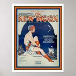 Póster "The New Moon" Art Deco Sheet Music Cobrir 12 x 16
