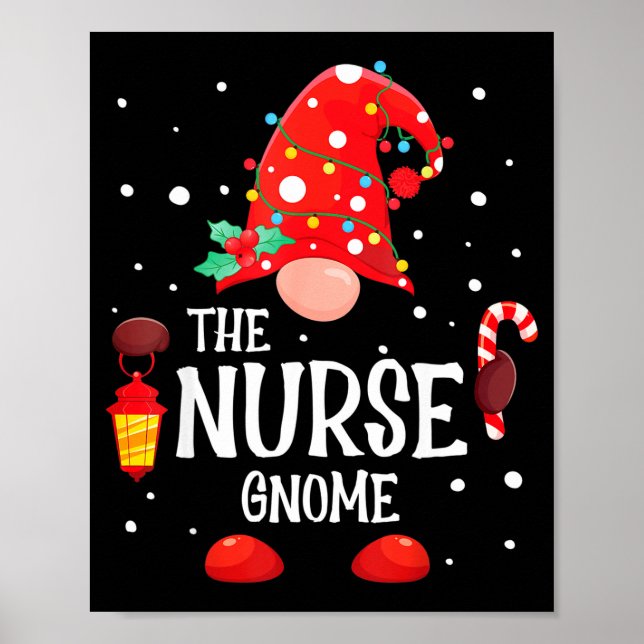 Poster The Nurse Gnome Matching Family Christmas Gnome Pa (Frente)