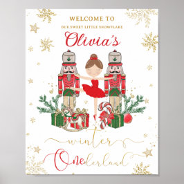 Poster The Nutcracker Winter Onederland 1st Birthday Red