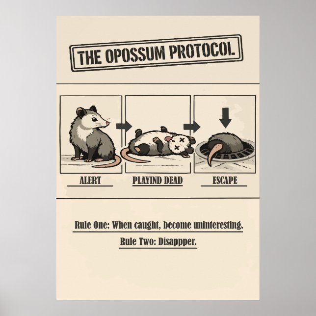 Poster The Opossum Protocol Retro Humor (Frente)