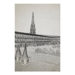 Póster The Piece Hall, Halifax, Esboço Arquitetônico