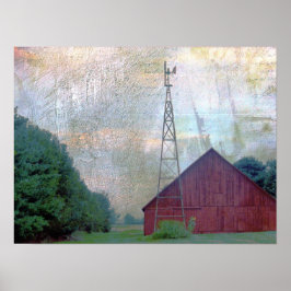 Póster The Red Barn Mixed Media