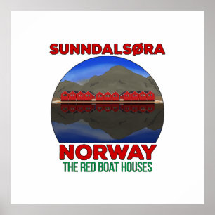 Poster The Red Boat Houses Sunndalsøra Noruega