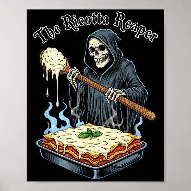 Poster The Ricotta Reaper Funny Italian Halloween Lasagna (Frente)
