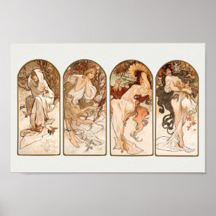 Poster The Seasons Alphonse Mucha Art Nouveau