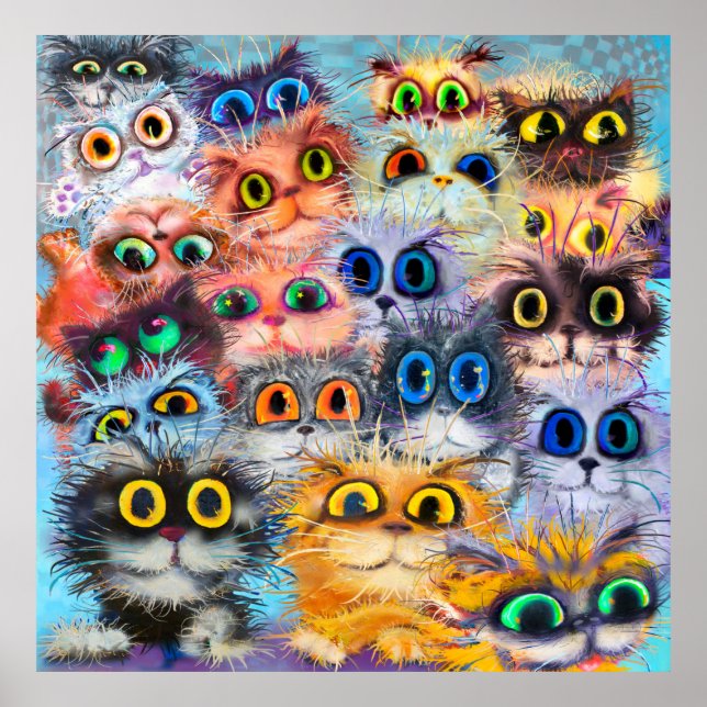 Poster The set of cats portraitsart,portrait,animal,abstr (Frente)