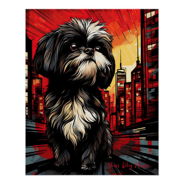 Póster The Shih Tzu Dog, Red and Black 003 - Ulises Dalla (Frente)