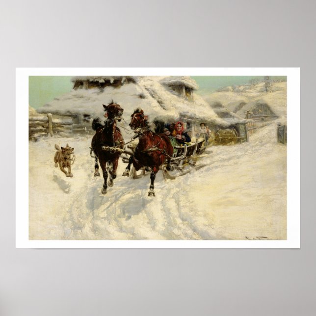 Póster The Sleigh Ride, 1896 (óleo na canvas) (Frente)