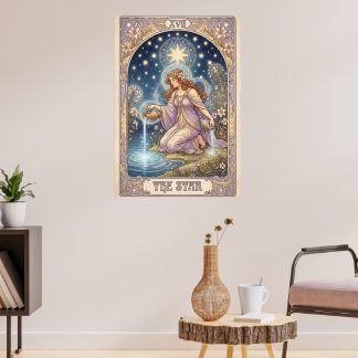Poster The Star Tarot Card Style Mucha Art Nouveau
