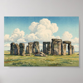 Poster The Stonehenge Japanese Woodblock Print