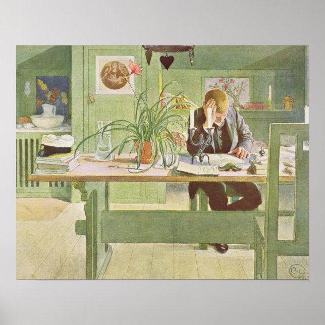 Poster The Study Room, 1908, por Carl Larsson (Frente)