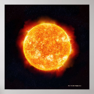 Póster The Sun que mostra alargamentos solares contra uma