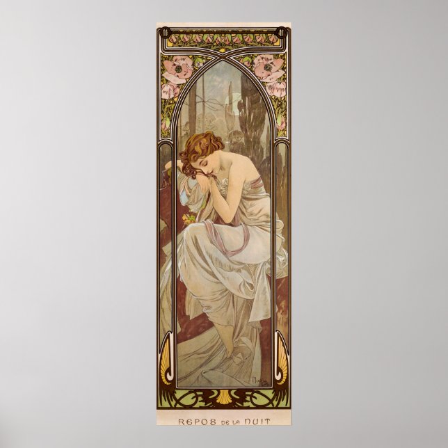 Poster The Times of the Day, Night's Rest, 1899, de Mucha (Frente)